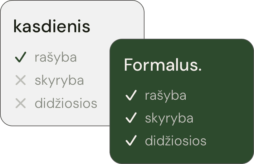 Taisymo stiliai: kasdienis ir formalus